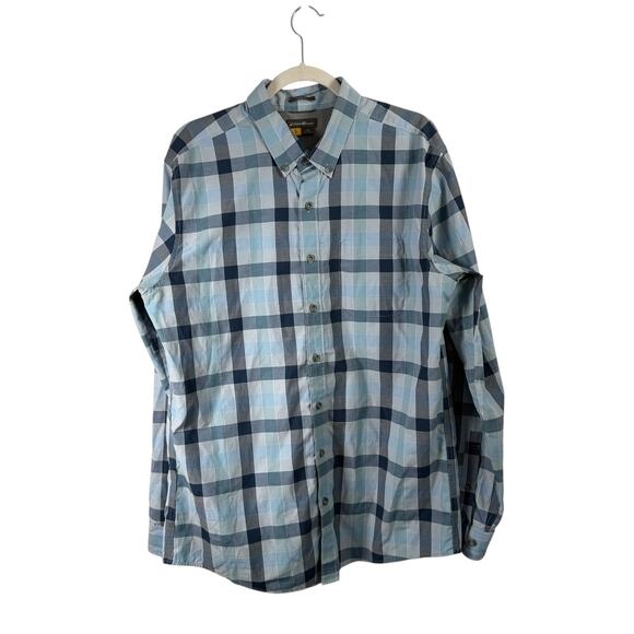Eddie Bauer Travex Blue Plaid Long Sleeve Button Down Shirt Classic Fit Mens TL - Picture 1 of 7